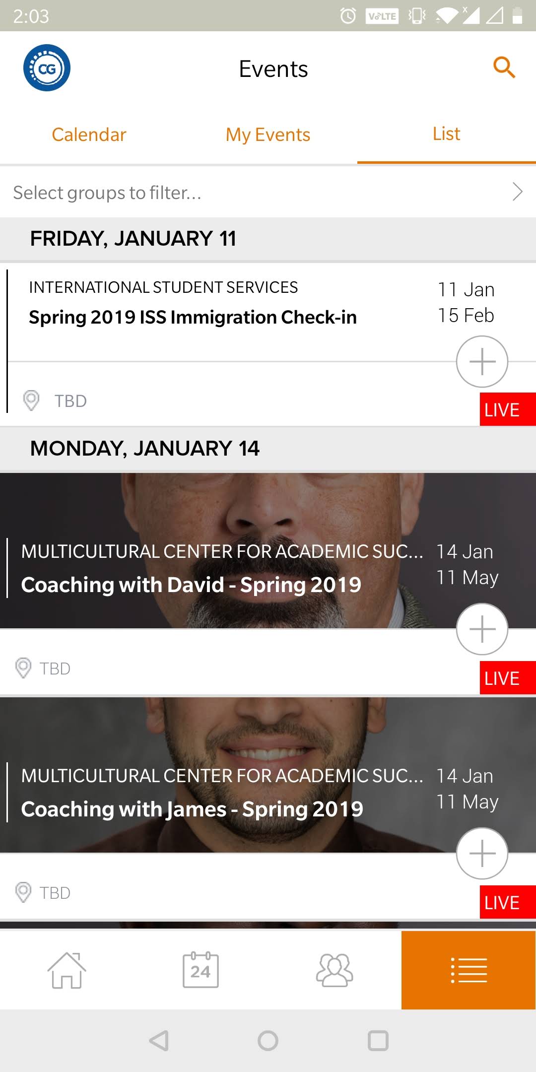 Campus Groups Events